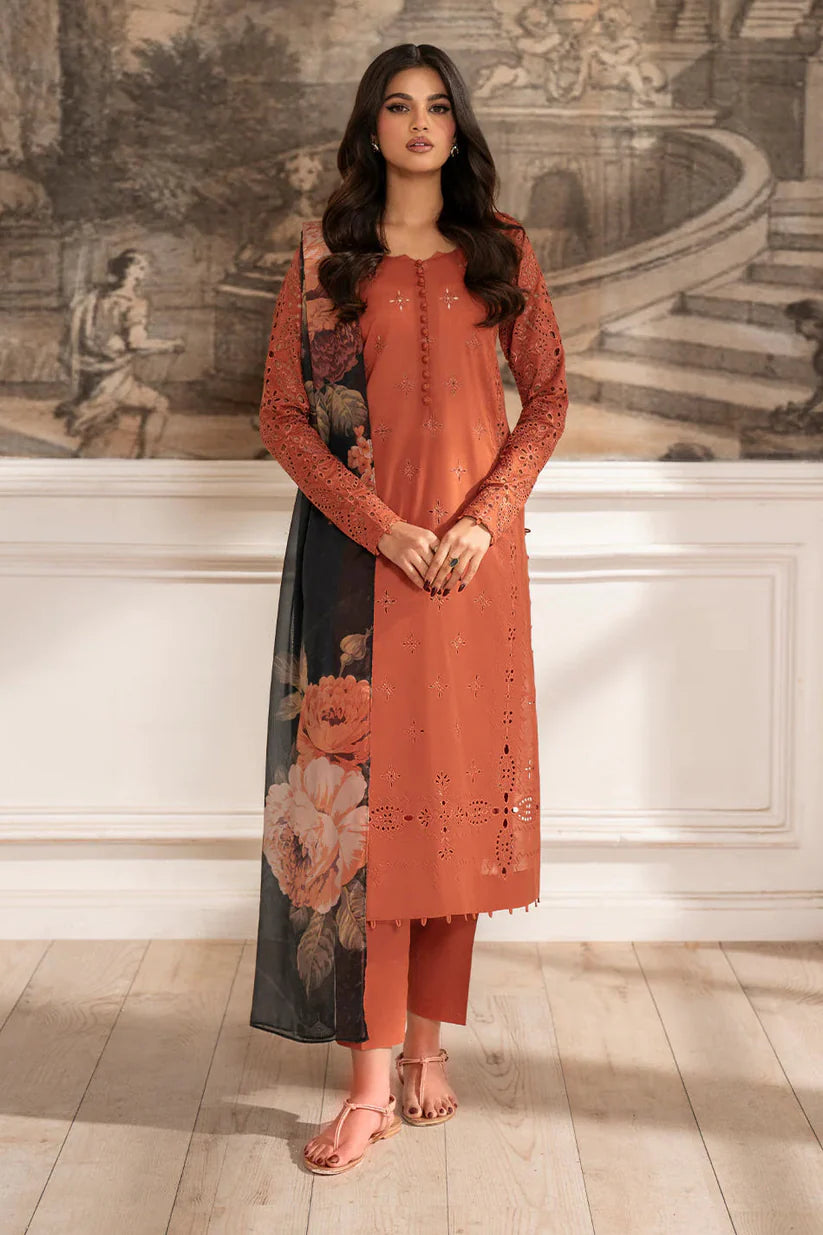 Iznik - 3Pc Unstitch Embroidered Dress Lawn Summer Season | Rusty