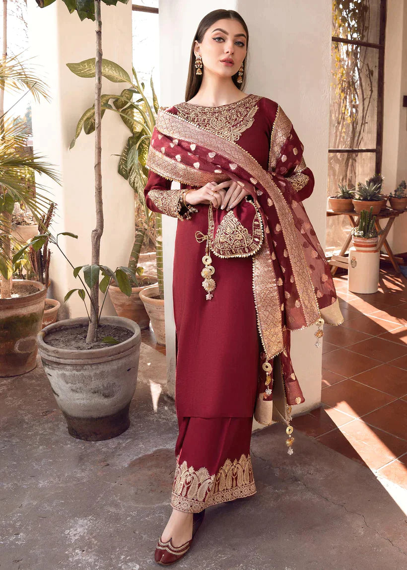 MARIA.B -3 Piece Silk Embroidered With Jaquard Duppatta