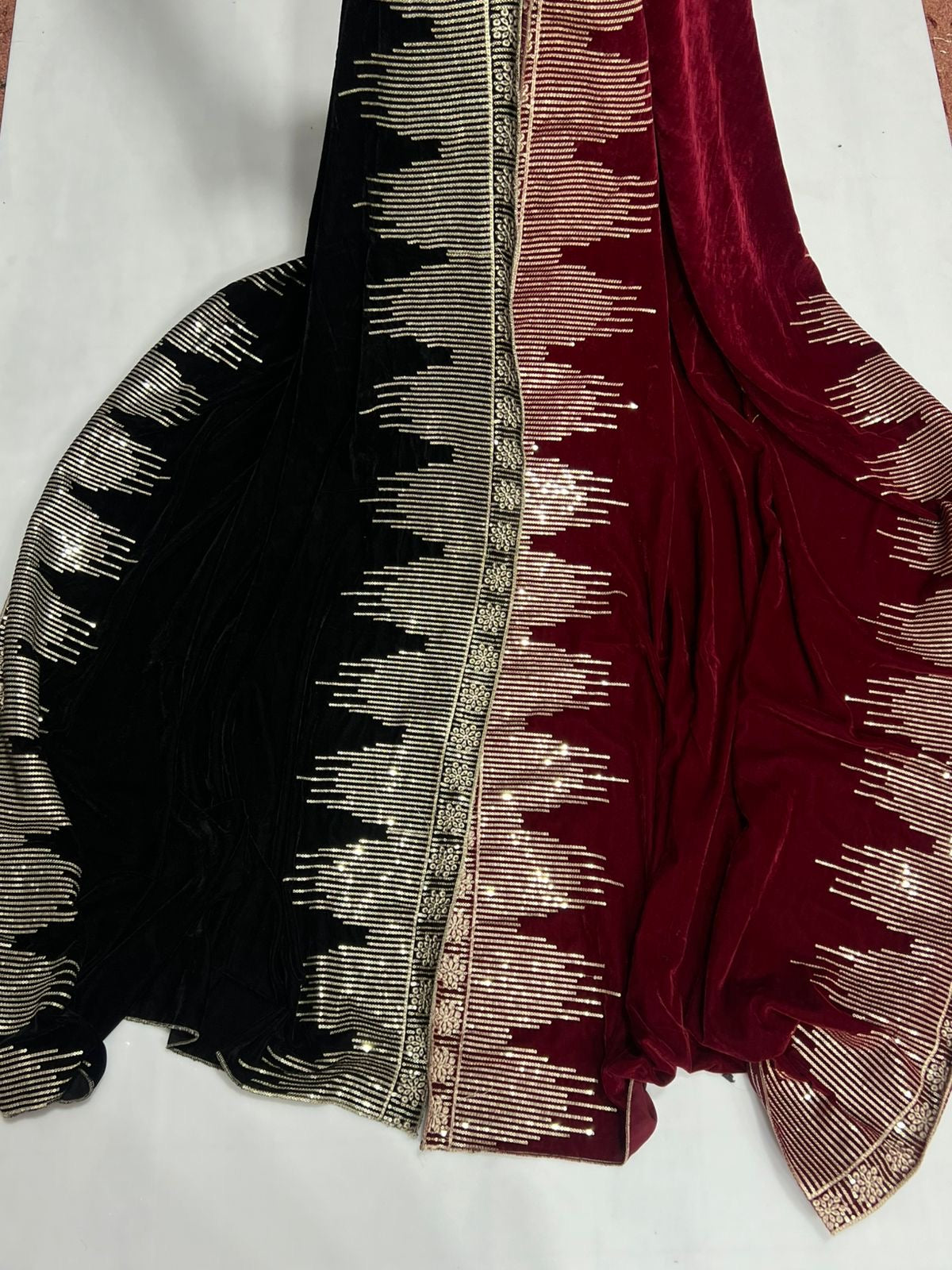 Velvet Shawl Embroidered Luxury