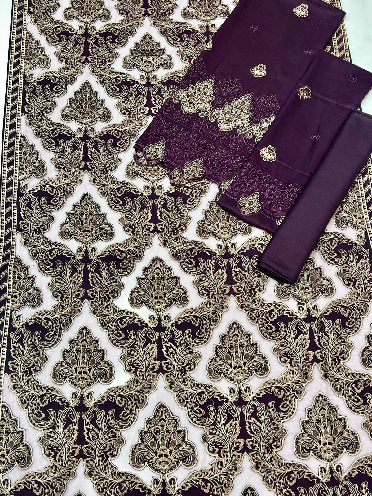 Purple Unstitched Luxury Dhanak Heavy Embroidered 3pc 508