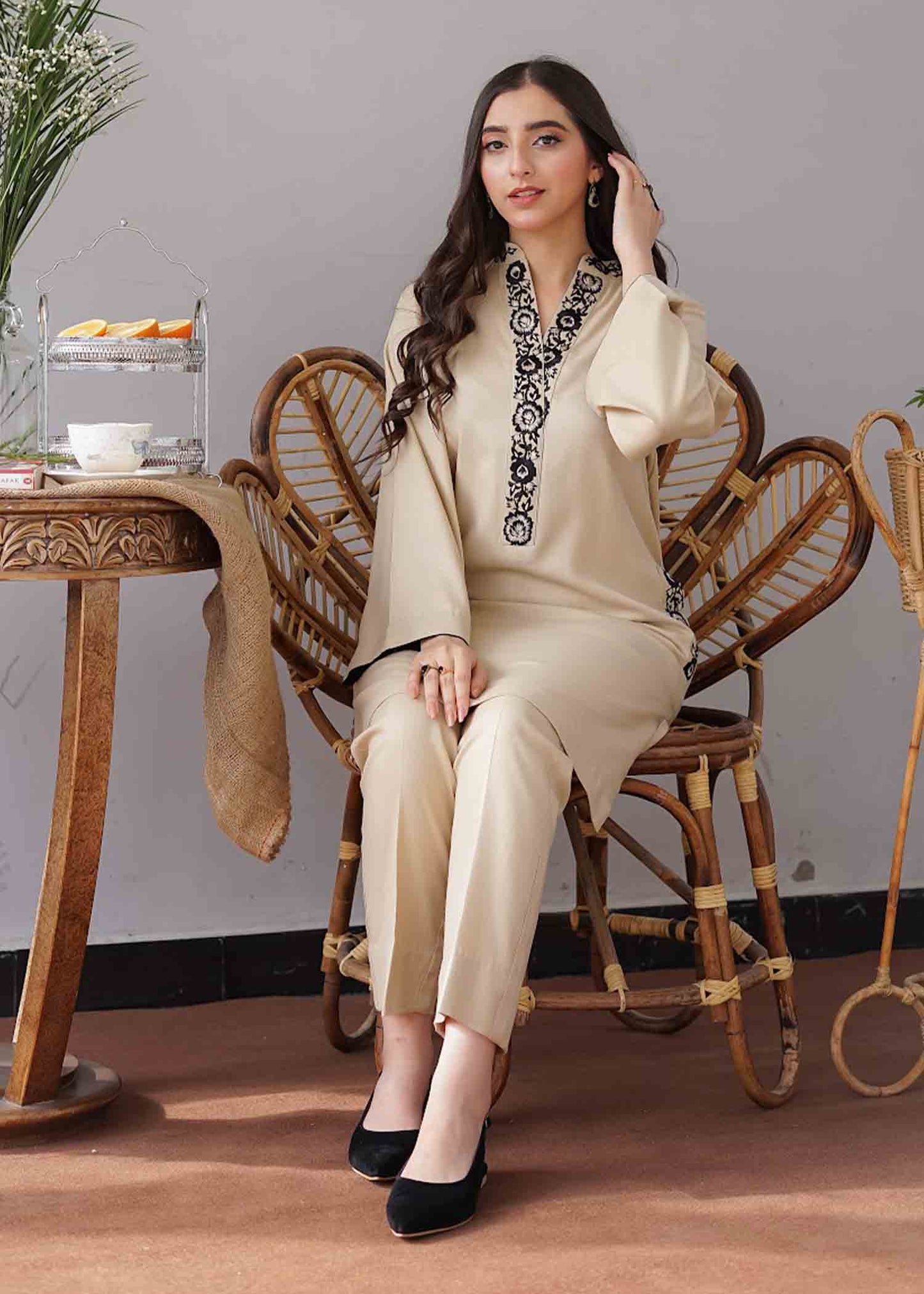 3PC Dhanak suit with Embroidered ShawL