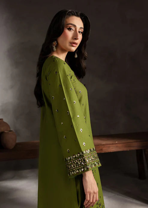 Batik 3pc | Premium Lawn | Emb Dupata | Green Black