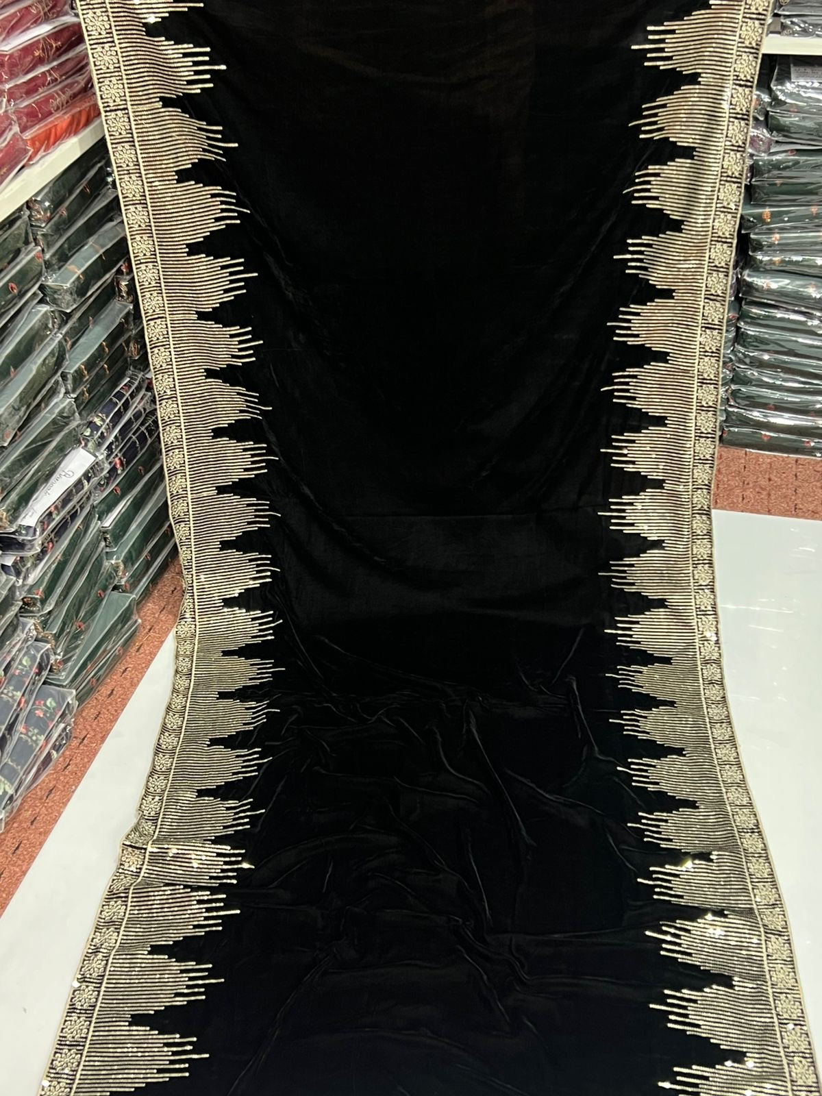 Velvet Shawl Embroidered Luxury