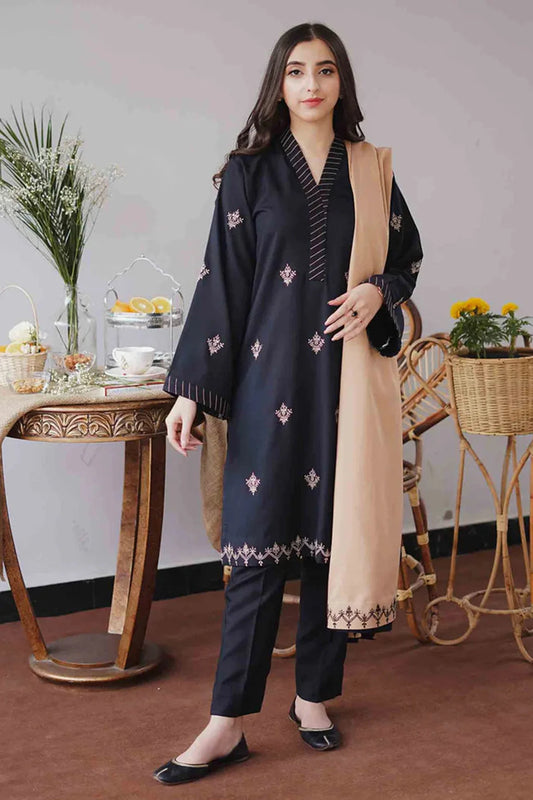 Aisling 3PC Embroidered Dhanak with Embroidered Dhanak Shawl