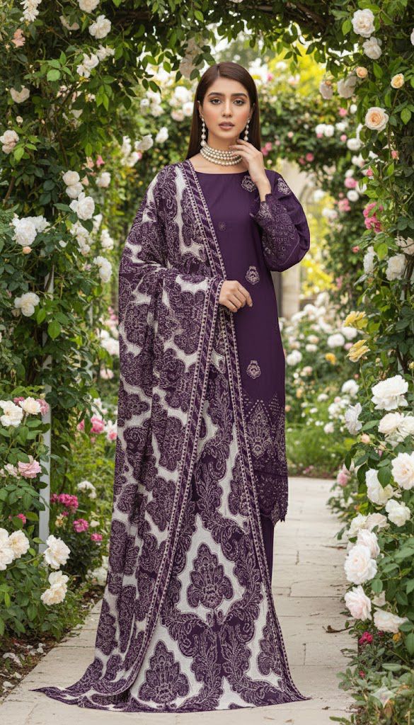 Purple Unstitched Luxury Dhanak Heavy Embroidered 3pc 508