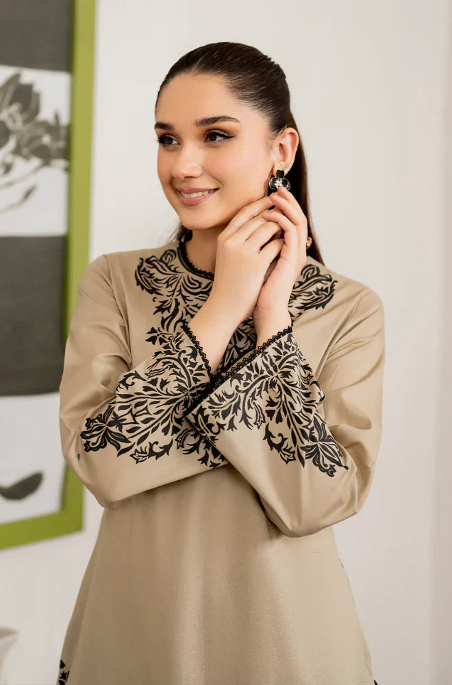 3PC Dhanak Embroidered suit with Printed Shawl