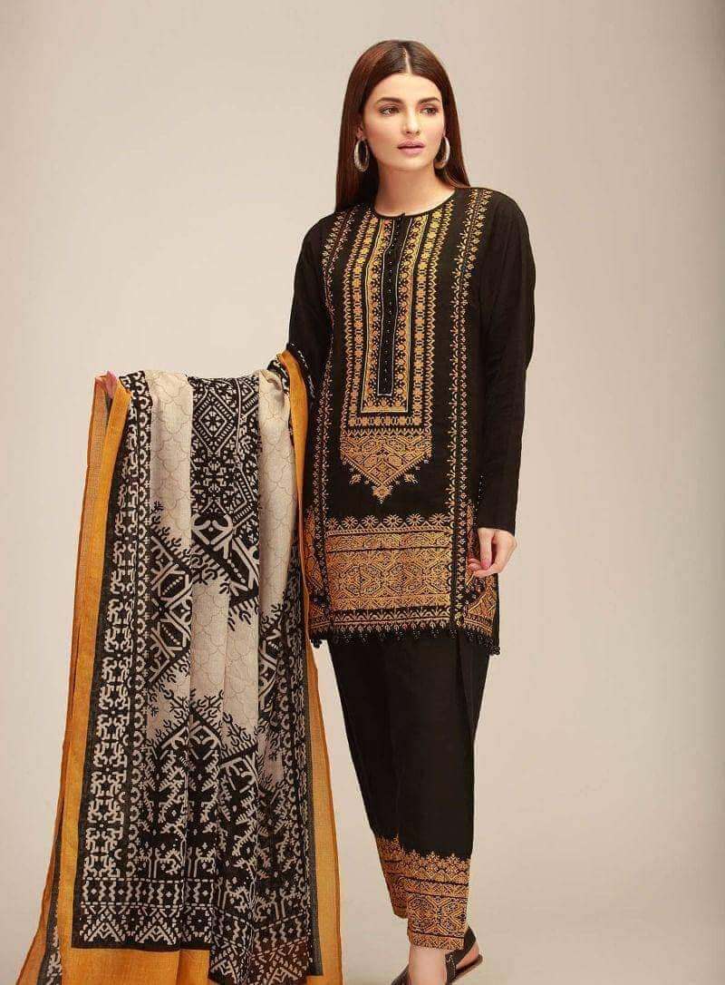 3 Piece Unstitched Heavy Embroidered Khaddar Suit With Digital Printed Wool Shawl