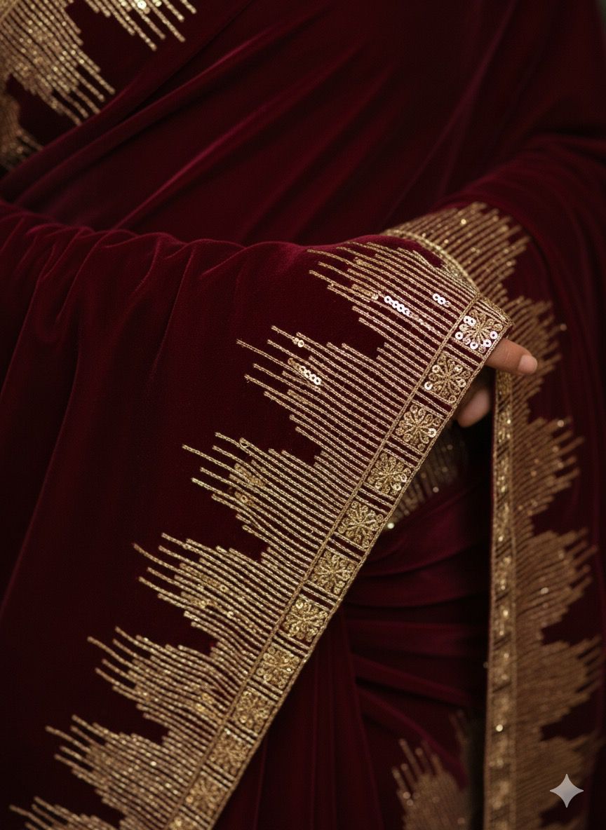 Velvet Shawl Embroidered Luxury