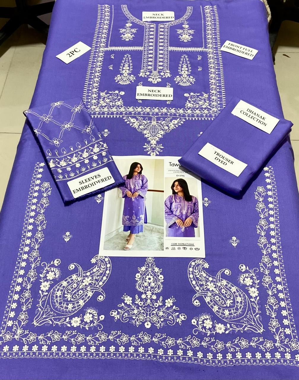 Dhanak 2pc Unstitched Embroidered