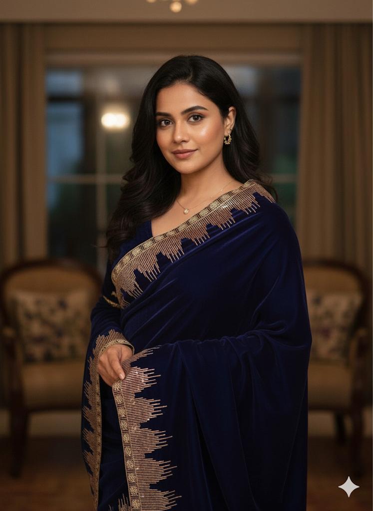 Velvet Shawl Embroidered Luxury