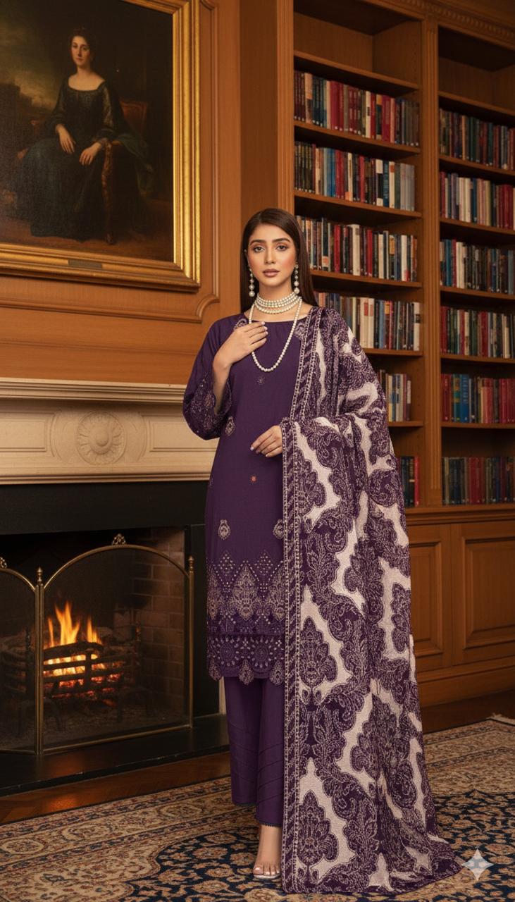 Purple Unstitched Luxury Dhanak Heavy Embroidered 3pc 508