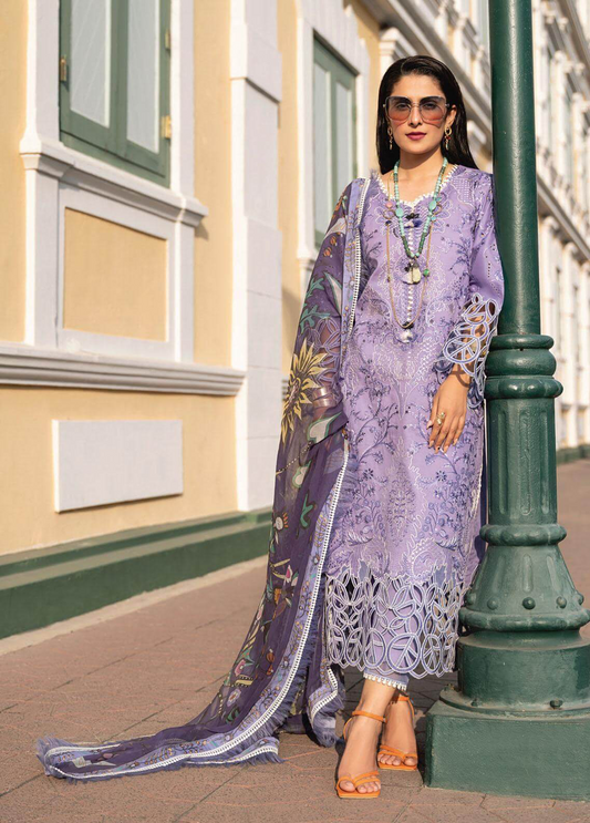 3.Piece Unstitched Heavy Embroidered Lawn Suit With Digital Printed Dupatta