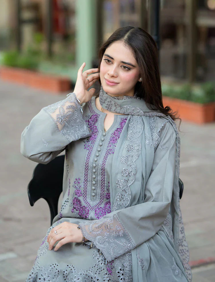 Mushq - 3PC Unstitched Dhanak ChickenKari Embroidered Suit