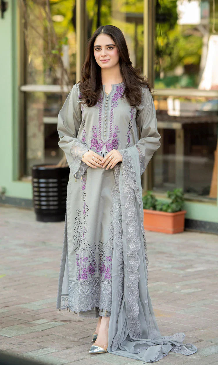 Mushq - 3PC Unstitched Dhanak ChickenKari Embroidered Suit