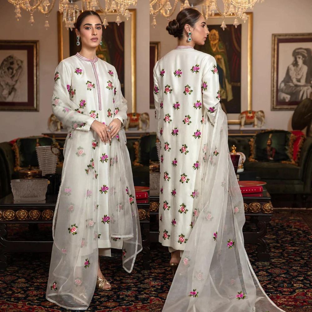 3-Piece Embroidered Silk With Embroidered Organza Dupatta