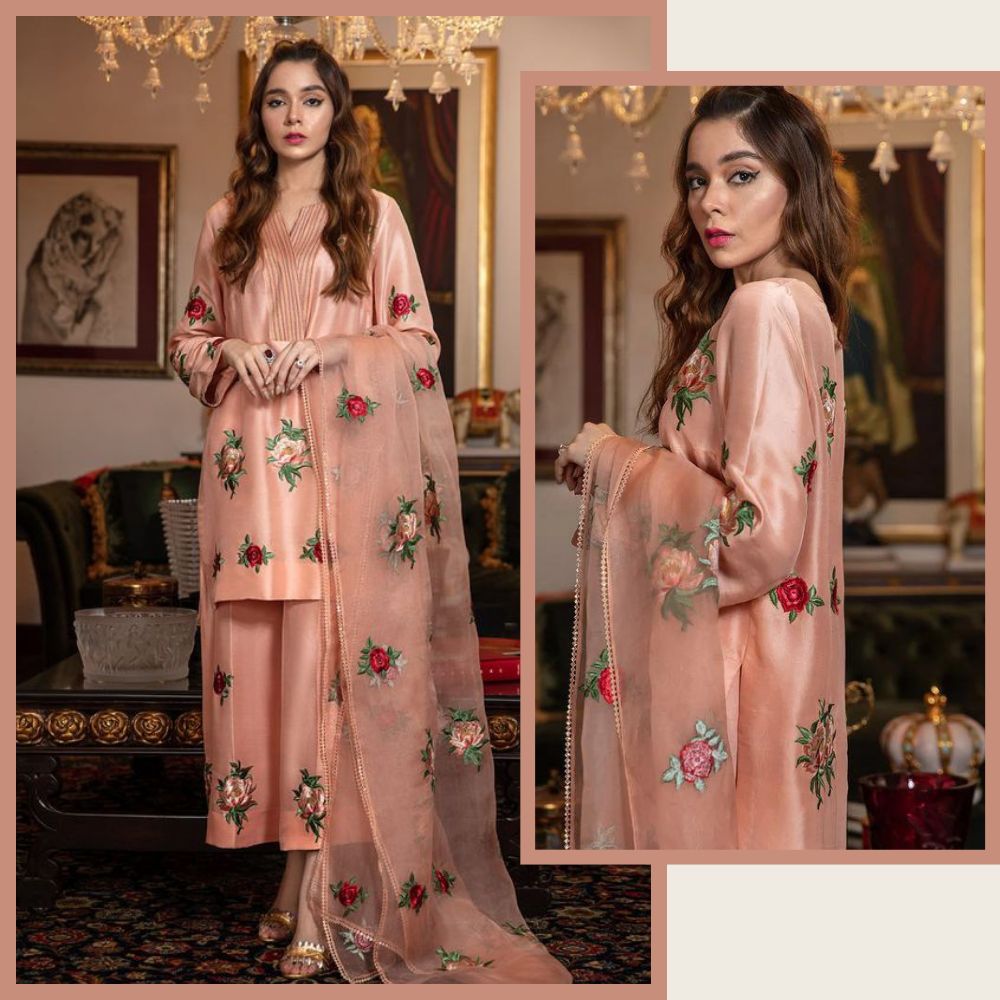 3-Piece Embroidered Silk With Embroidered Organza Dupatta