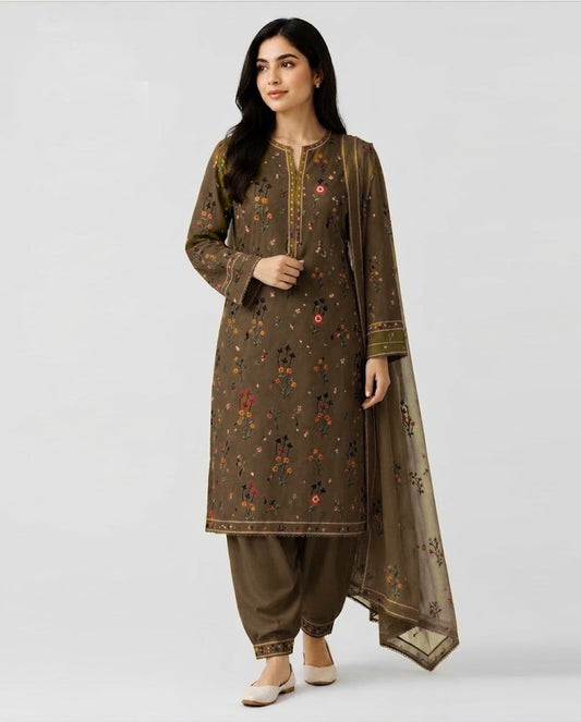 Aneelas Winter Dhanak 3-Piece — 6001 M