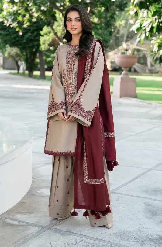 3pc BAROQUE DHANAK WITH SHAWL