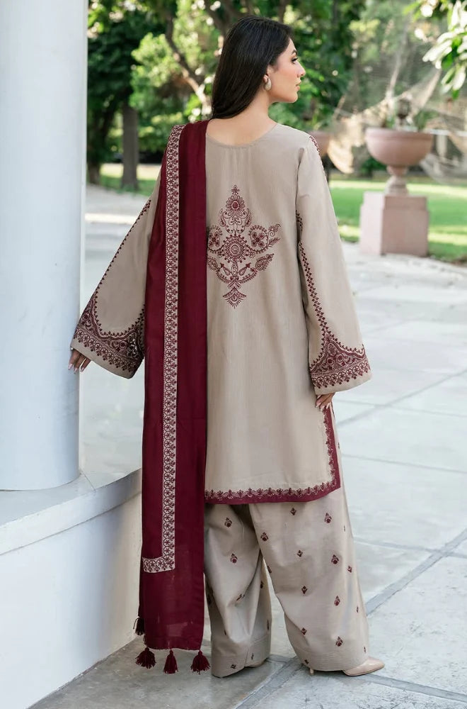 3pc BAROQUE DHANAK WITH SHAWL