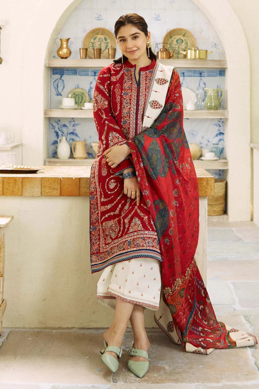 COCO EID 25 LAWN HEAVY 3-PIECE WITH DIAMOND DUPATA RED