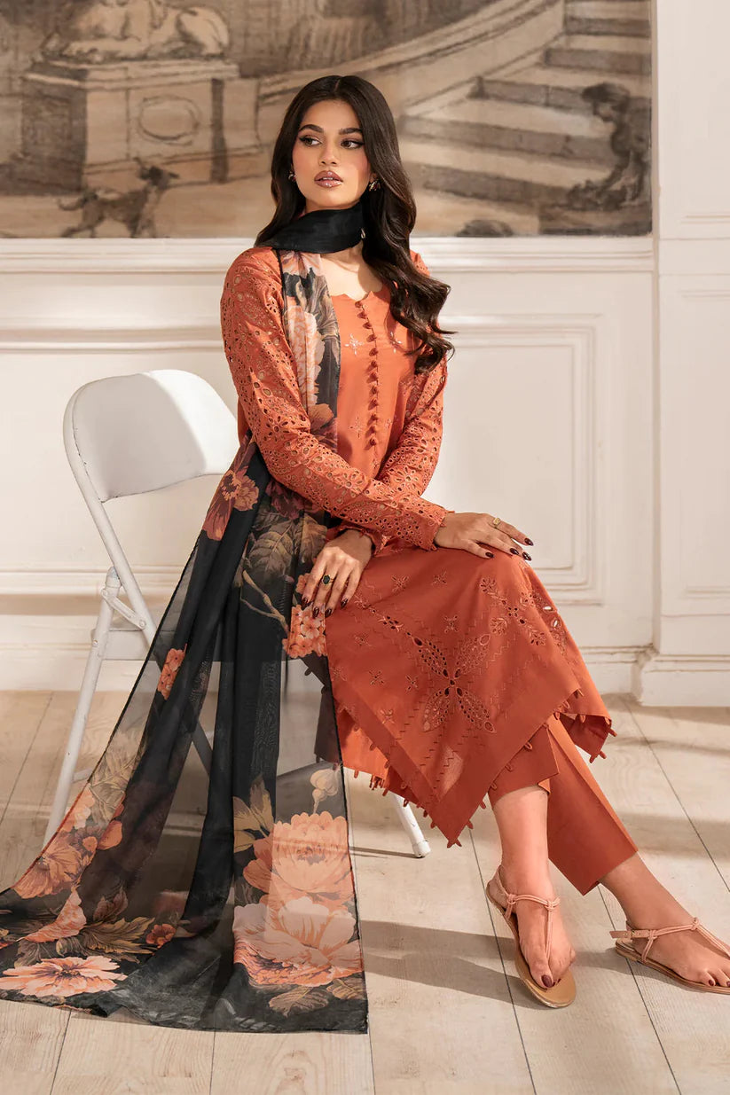Iznik - 3Pc Unstitch Embroidered Dress Lawn Summer Season | Rusty