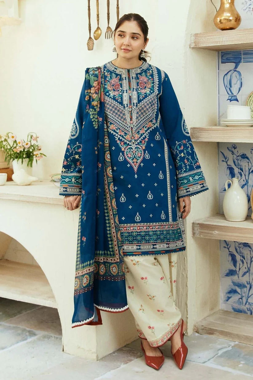 COCO EID 25 LAWN HEAVY 3-PIECE WITH DIAMOND DUPATA BLUE